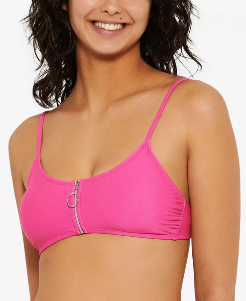 Hula Honey Juniors' Solid Zipper Bralette Bikini Top Size XS